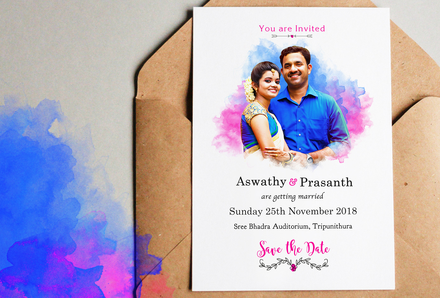 wedding invitation save the date marriage Wedding Card Invitation Card aswathy prasanth kerala wedding hindu wedding