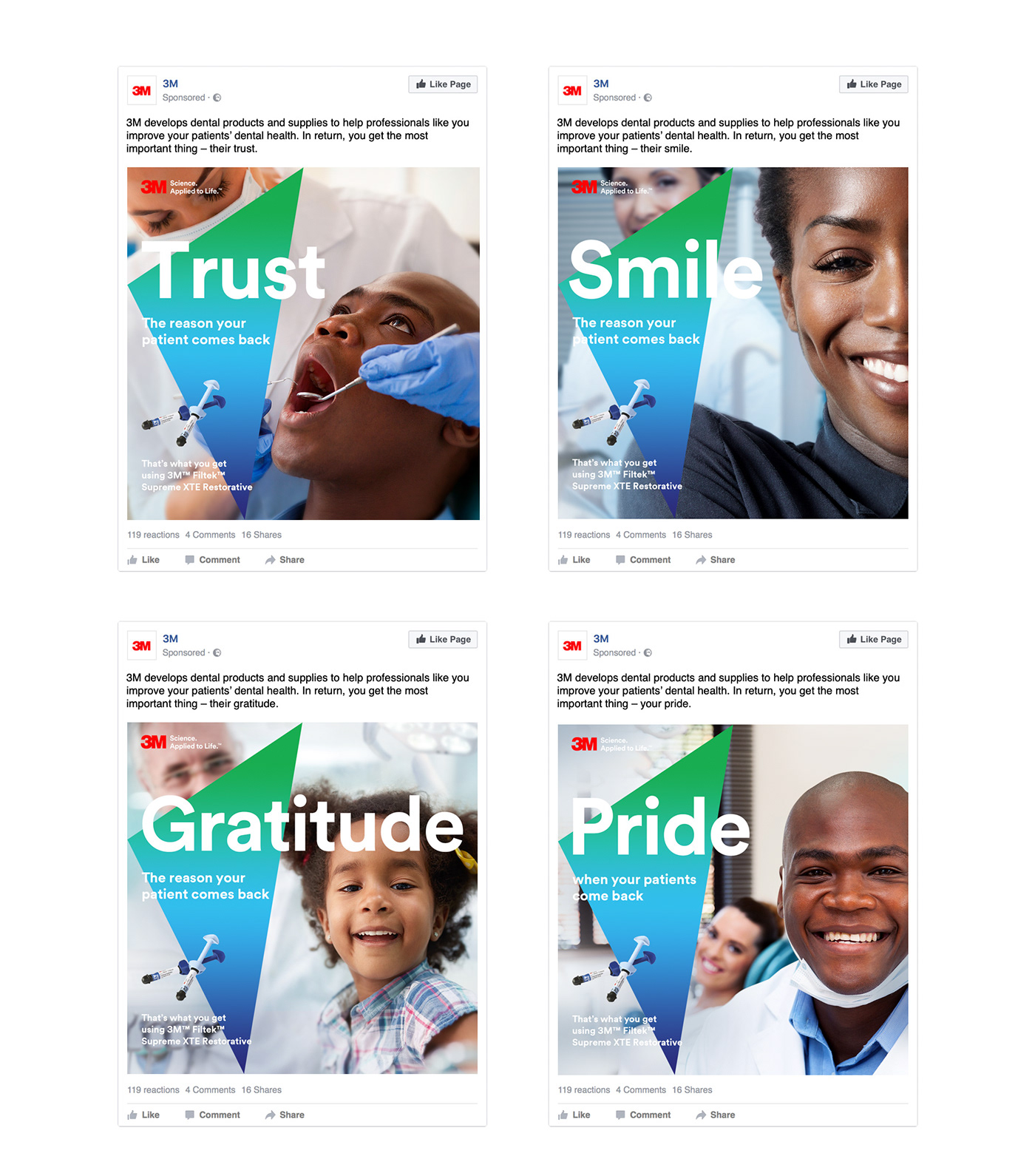 dental Advertising  campaign restorative dentist medical Social media post 3M 3M campaign filtek