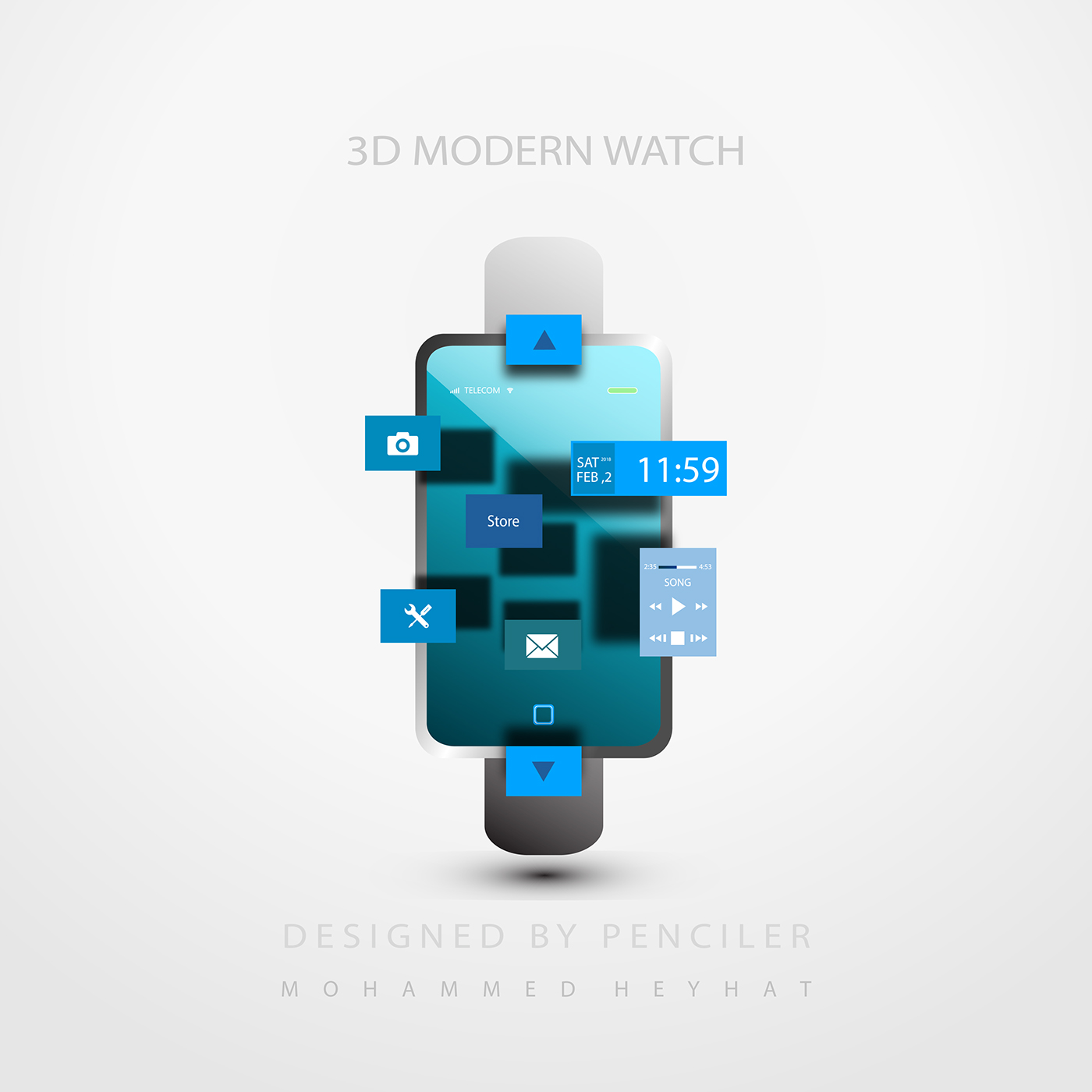 watch Watches design 3D 3D screen smart watch clock phone brand product