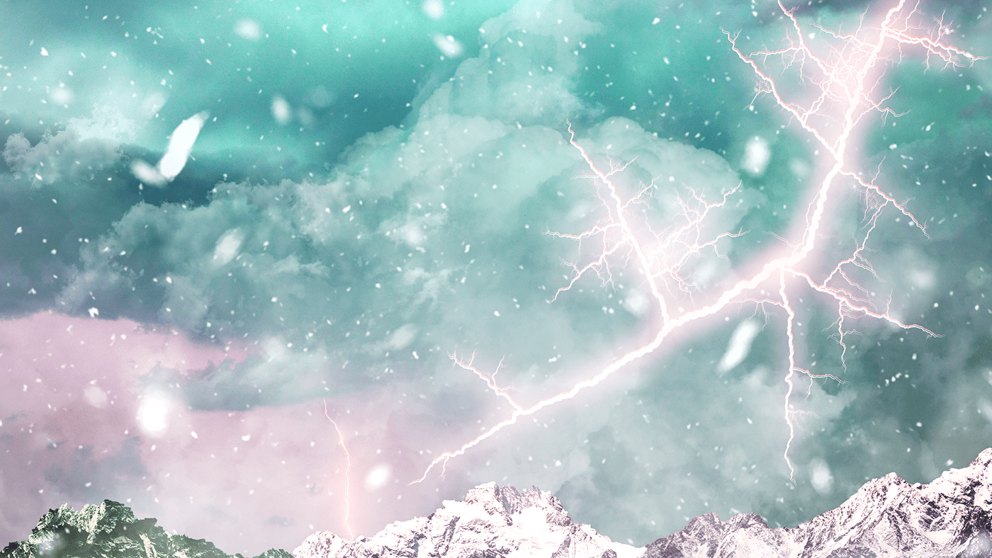 colors Colour Schemes  colours Digital Art  extreme weather lighting bolts lightning mountain snow weather