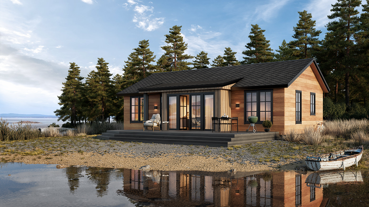 3Dbox CGI Cottage design exterior house hus realistic Render visualization