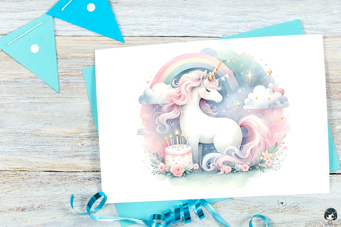 cartoon digital illustration birthday card cake Invitation Card Design Social media post Graphic Designer cute illustration children clebration