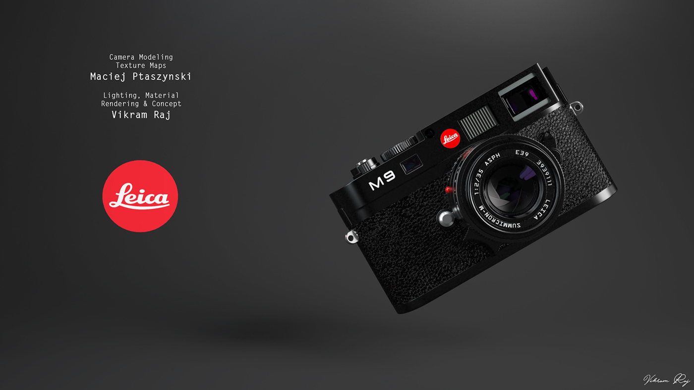 Leica M9 3d camera realistic rendering depth of field Camera Closeup Camera lens camera illustration