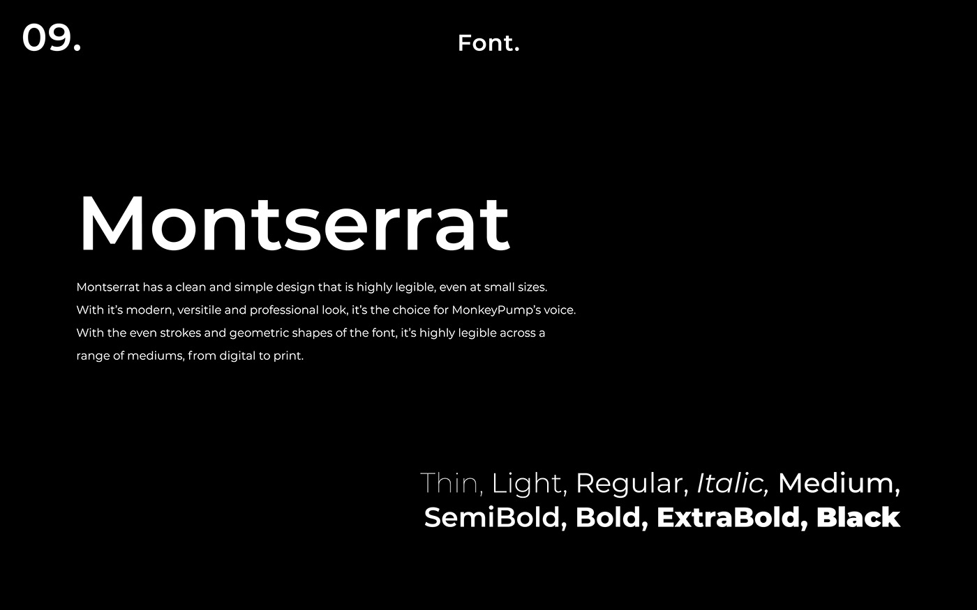 Image showing Montserat with an explanation of why this was chosen as the brand font.