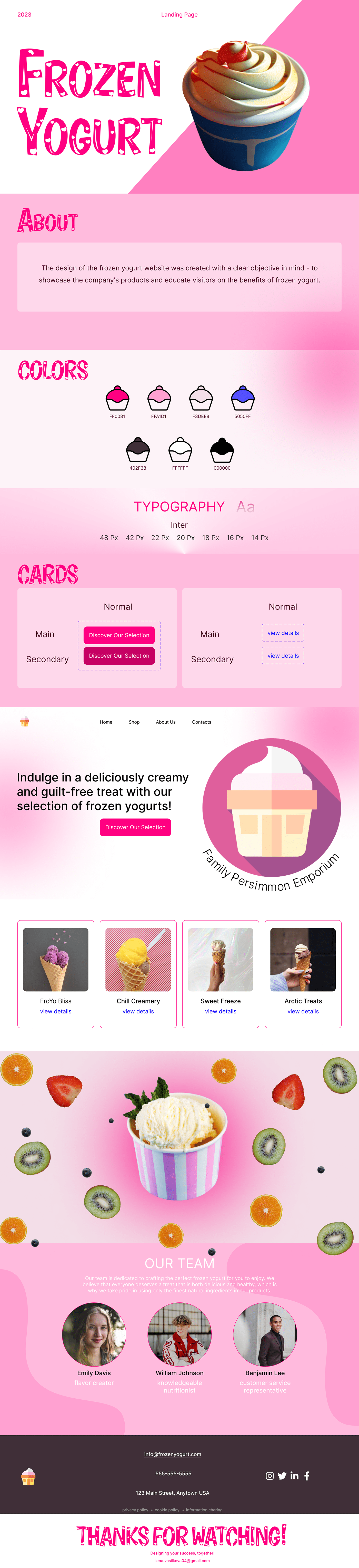 Figma froyo frozen yogurt ice cream landing page UI/UX UX design Website yogurt