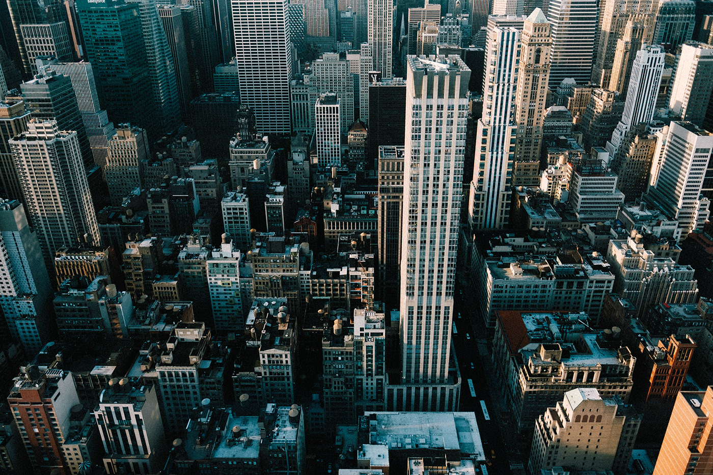 New York architecture empire state building city horizon panoramic from above buildings streets high