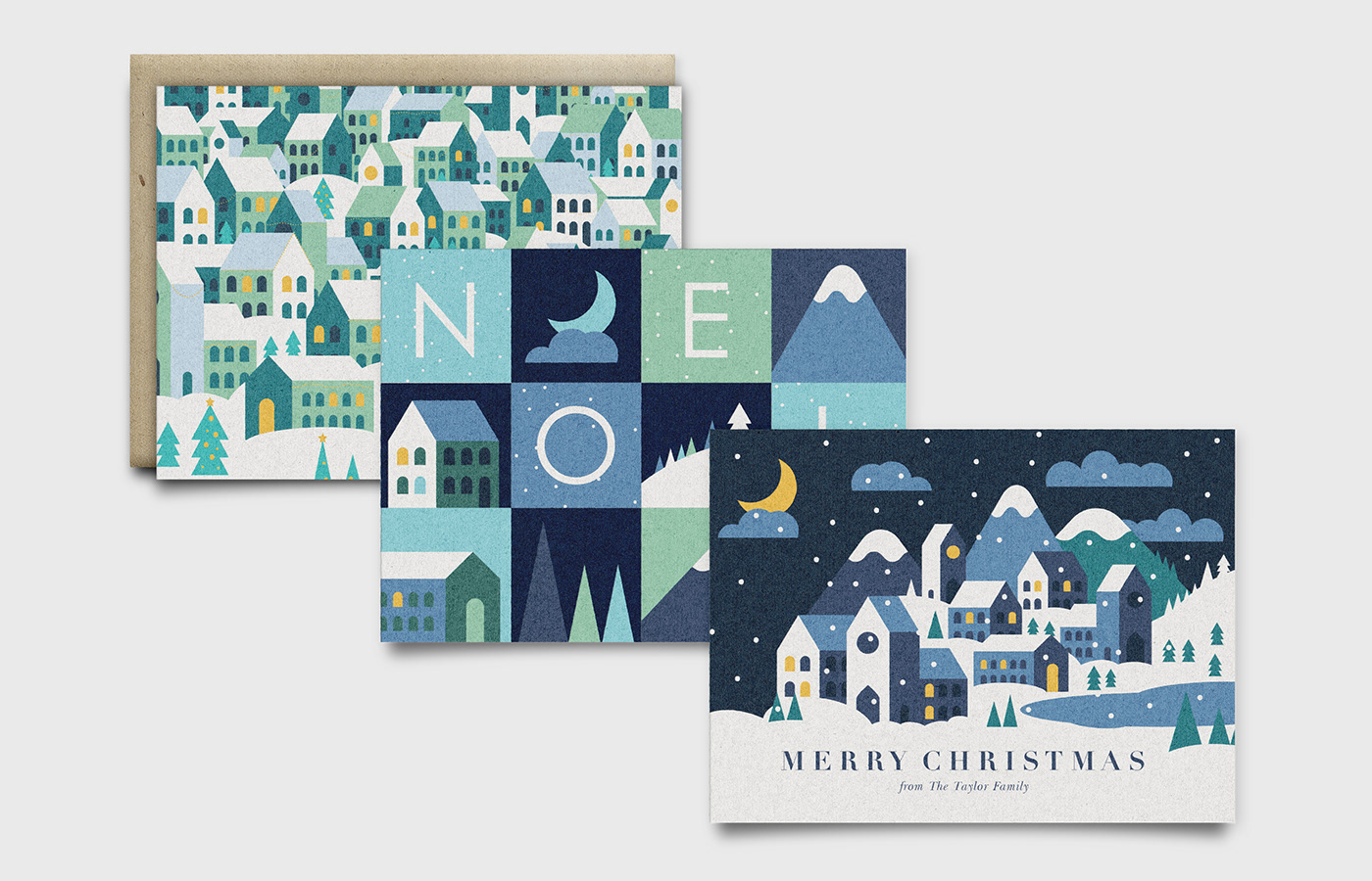 vector ILLUSTRATION  Christmas snow mountains greeting card Holiday seasons geometric