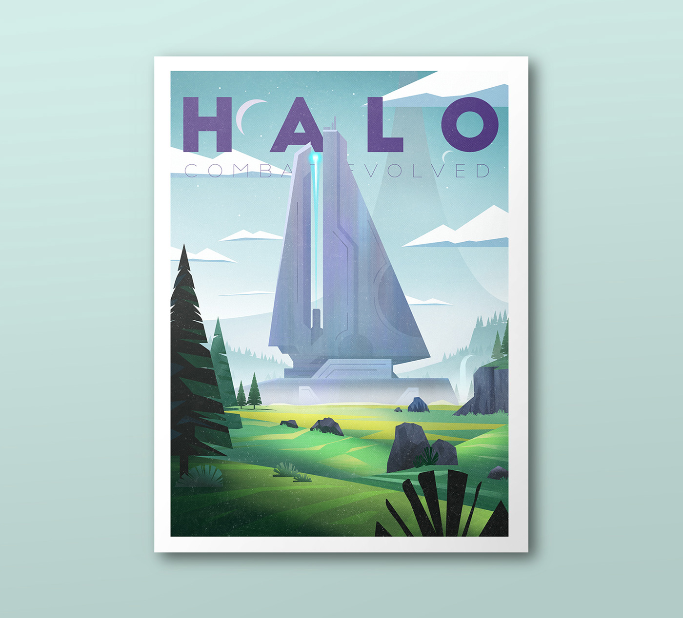 Halo xbox poster ILLUSTRATION  design print Landscape digitalpainting