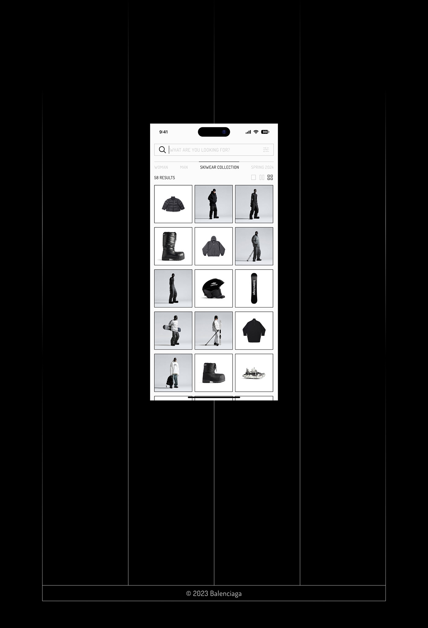 app design Balenciaga Fashion  UX design UxUIdesign Ecommerce UI/UX Mobile app concept Figma