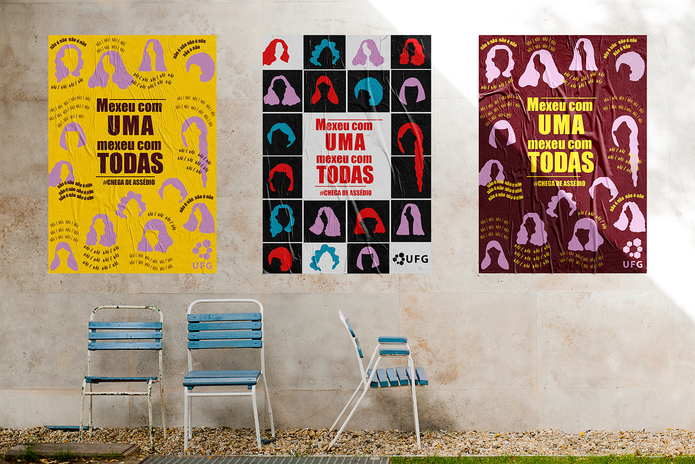 design gráfico Ilustração Contra o assédio campanha Mulheres unidas