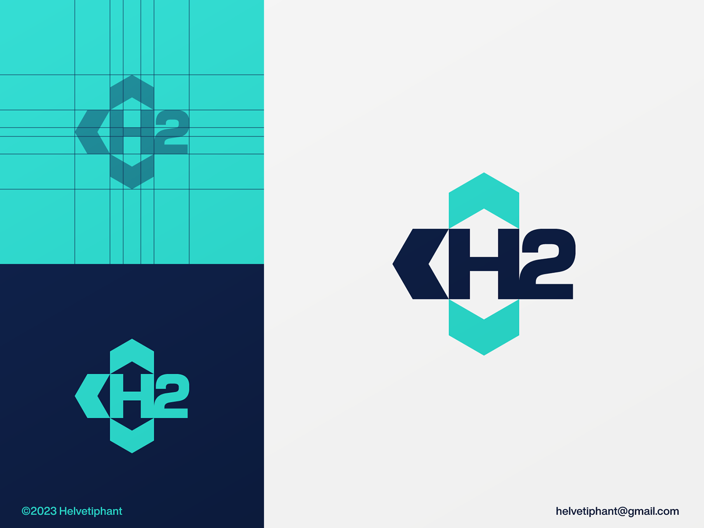 Hydrogen H2 logo design concept with arrows in the negative space