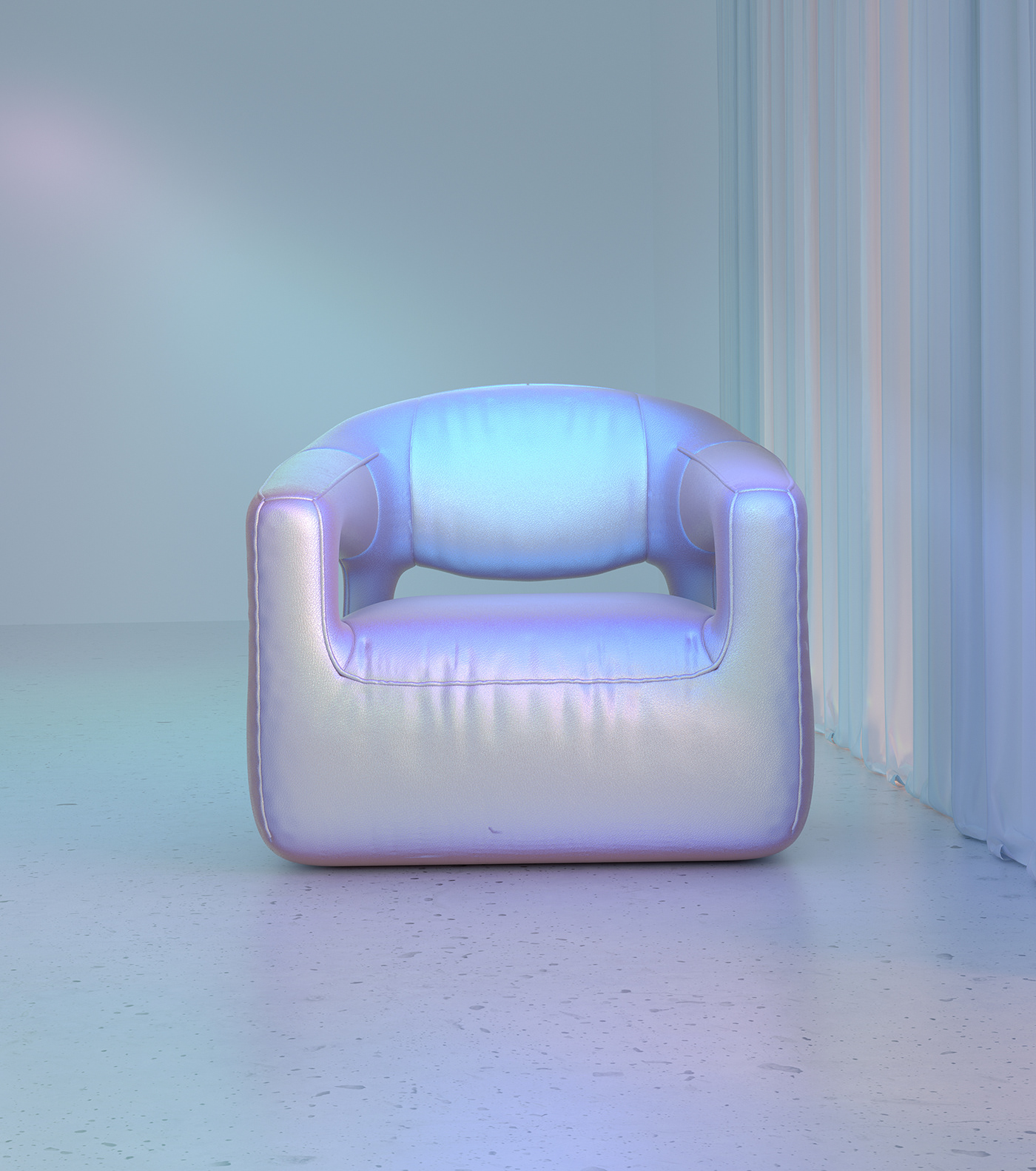 design furniture setdesign set art direction sixnfive CGI holographic iridescent
