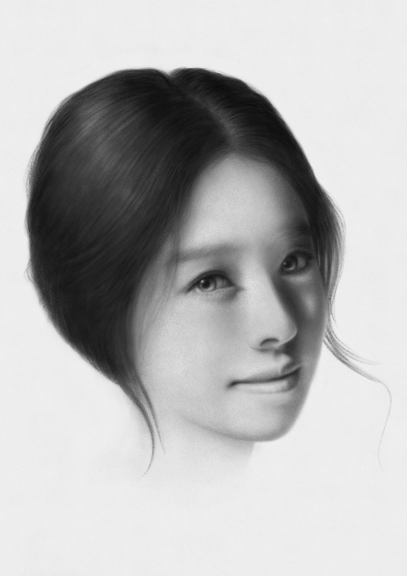 asian beauty black and white human face photorealism portrait Realism realistic woman illustration woman portrait