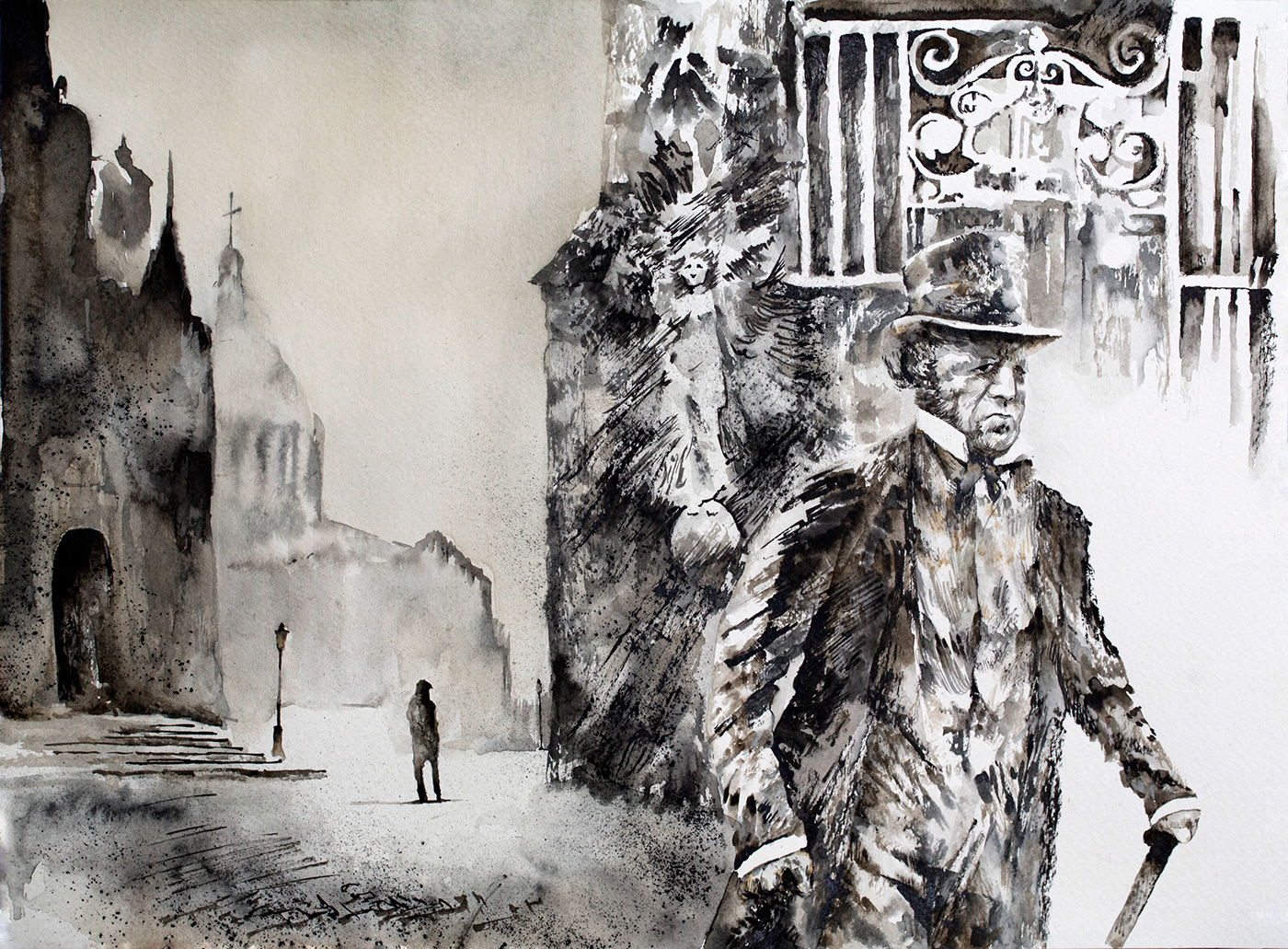 belarus ink ILLUSTRATION  book painting   commission watercolor book design analog black and white