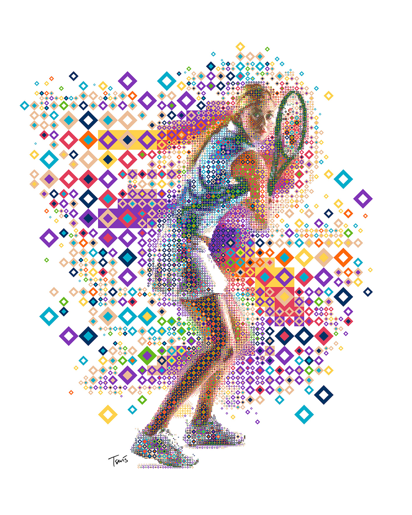 sports illustration yoga art Sports Design Digital Mosaic Olympics Nike adidas puma sports inspiration tennis art 