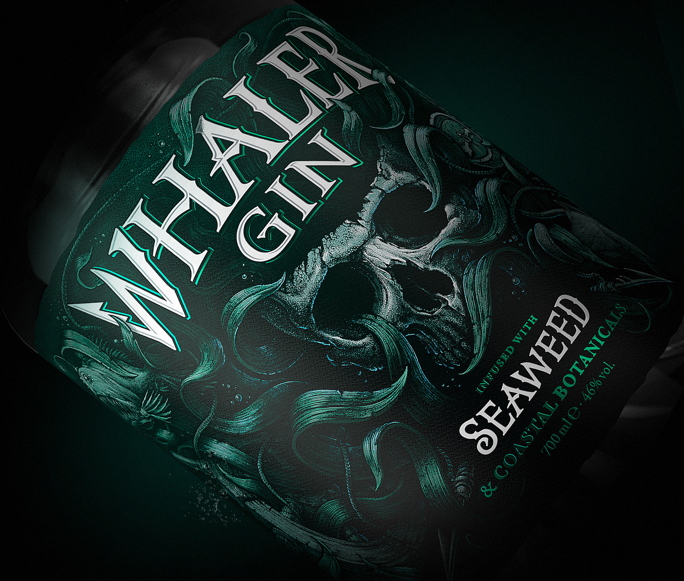 gin Label sea skull whaler branding  Logo Design brand identity Packaging FMCG