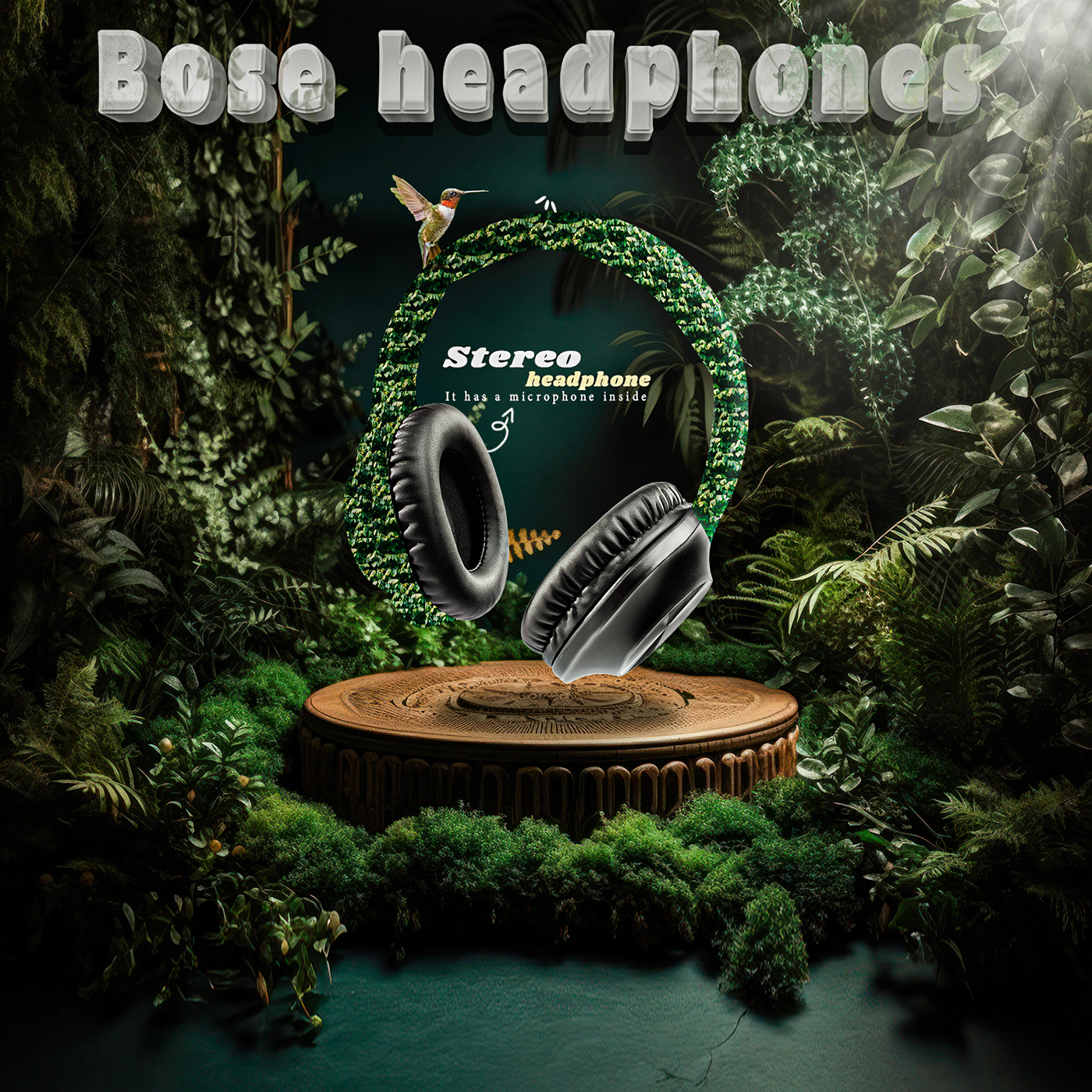 Tree  green design Social media post headphones Advertising  bird stereo Bossa