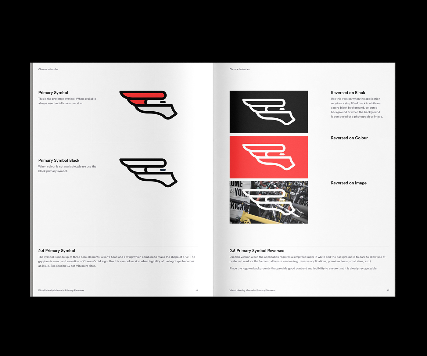 Rebrand chrome chrome industries brand manual fixed gear brand guide Backpacks branding  logos