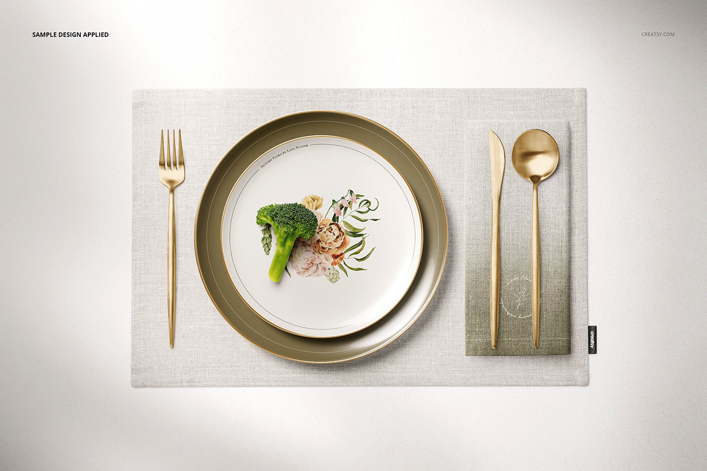 mock-up Mockup mockups template cotton creatsy linen plate table tableware
