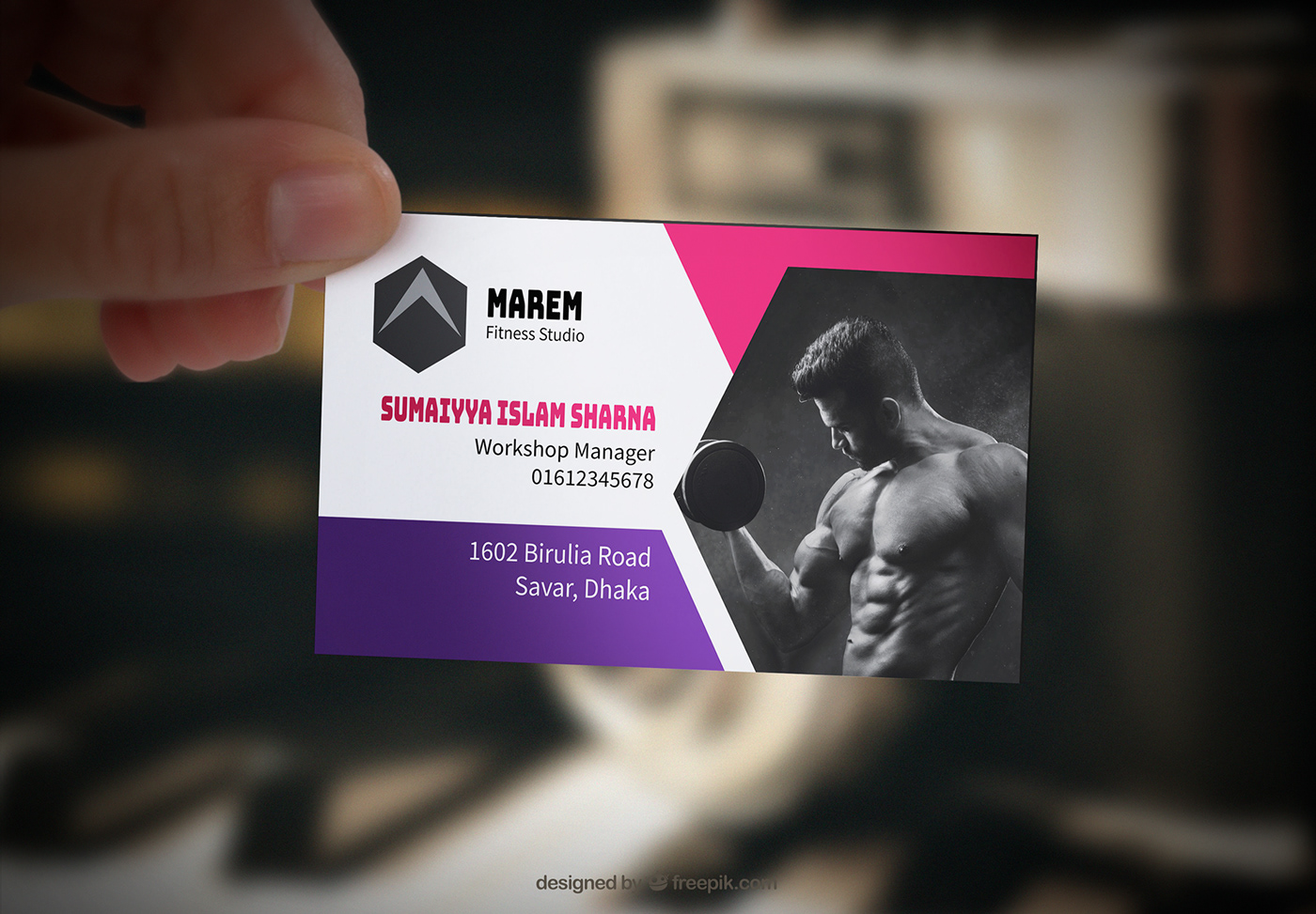 business card card colorful creative design fitness gym