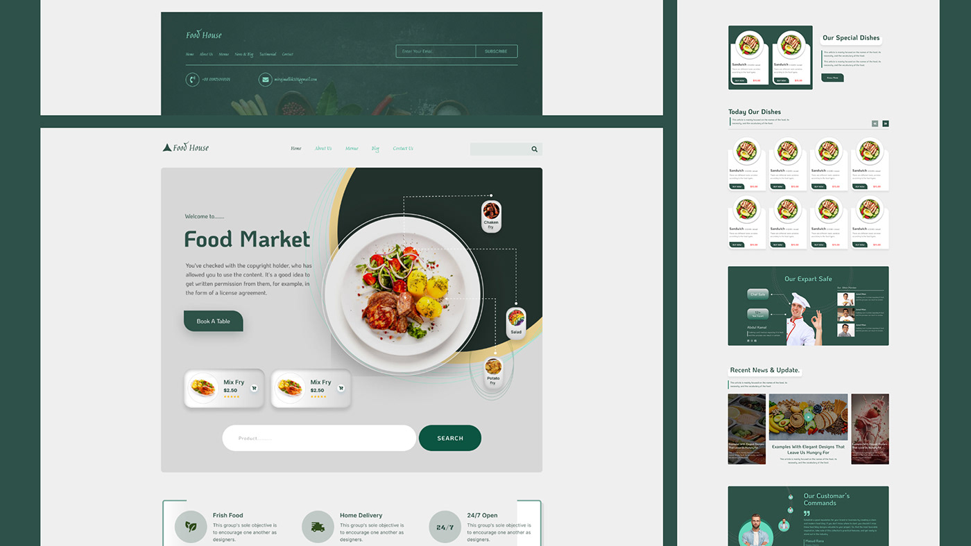 Food website template design
