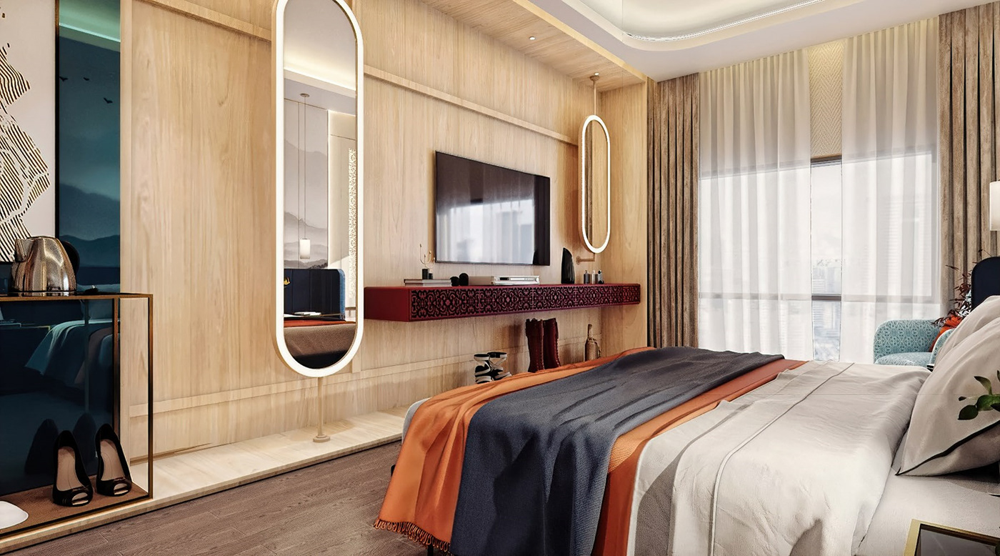 bedroom bedroom design Interior Render modern visualization minimal simple Hotel Bedroom Design