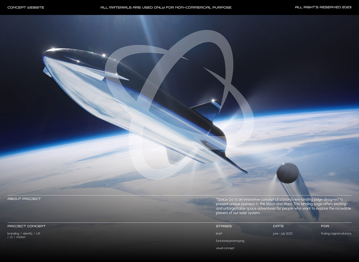 UI/UX Website landing page user interface Figma mars moon concept stars starship