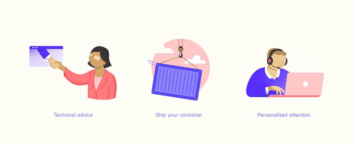 charge container freights icons illustrations Logistics Business  shipping Startup strategy y combinators