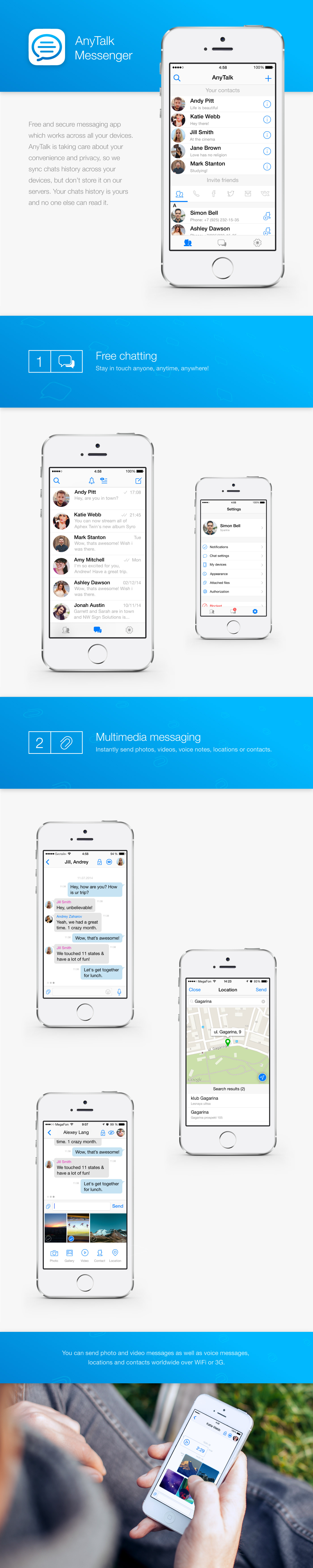 messenger mobile product design  UI/UX cross platform Secure ios android