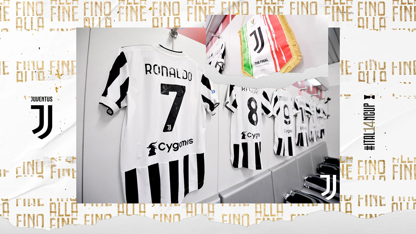 brand coppa italia flag football Juventus pennant Ronaldo soccer sports adidas