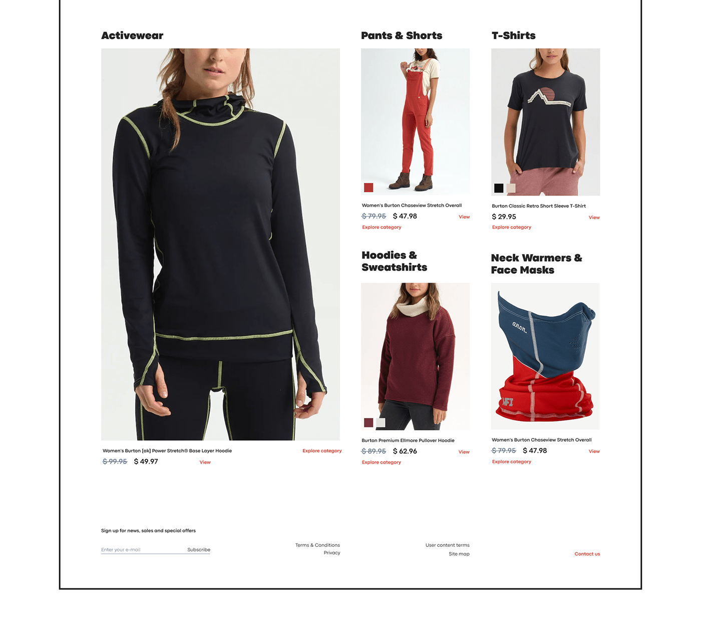 clothes e-commerce mobile redesign shop snowboard sport UI ux Website