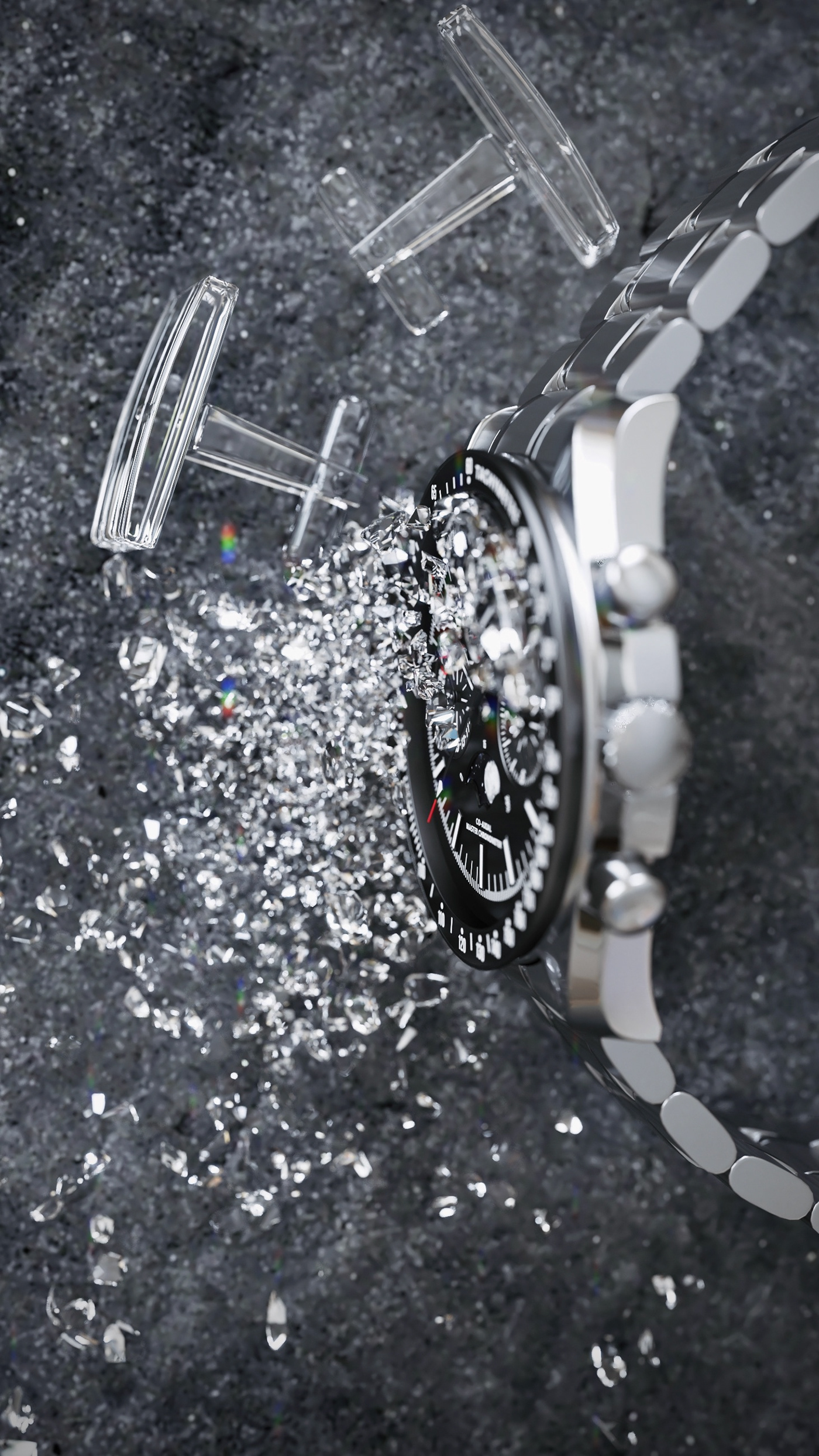 3D CGI Omega product Render styleframe tyFlow vray watch