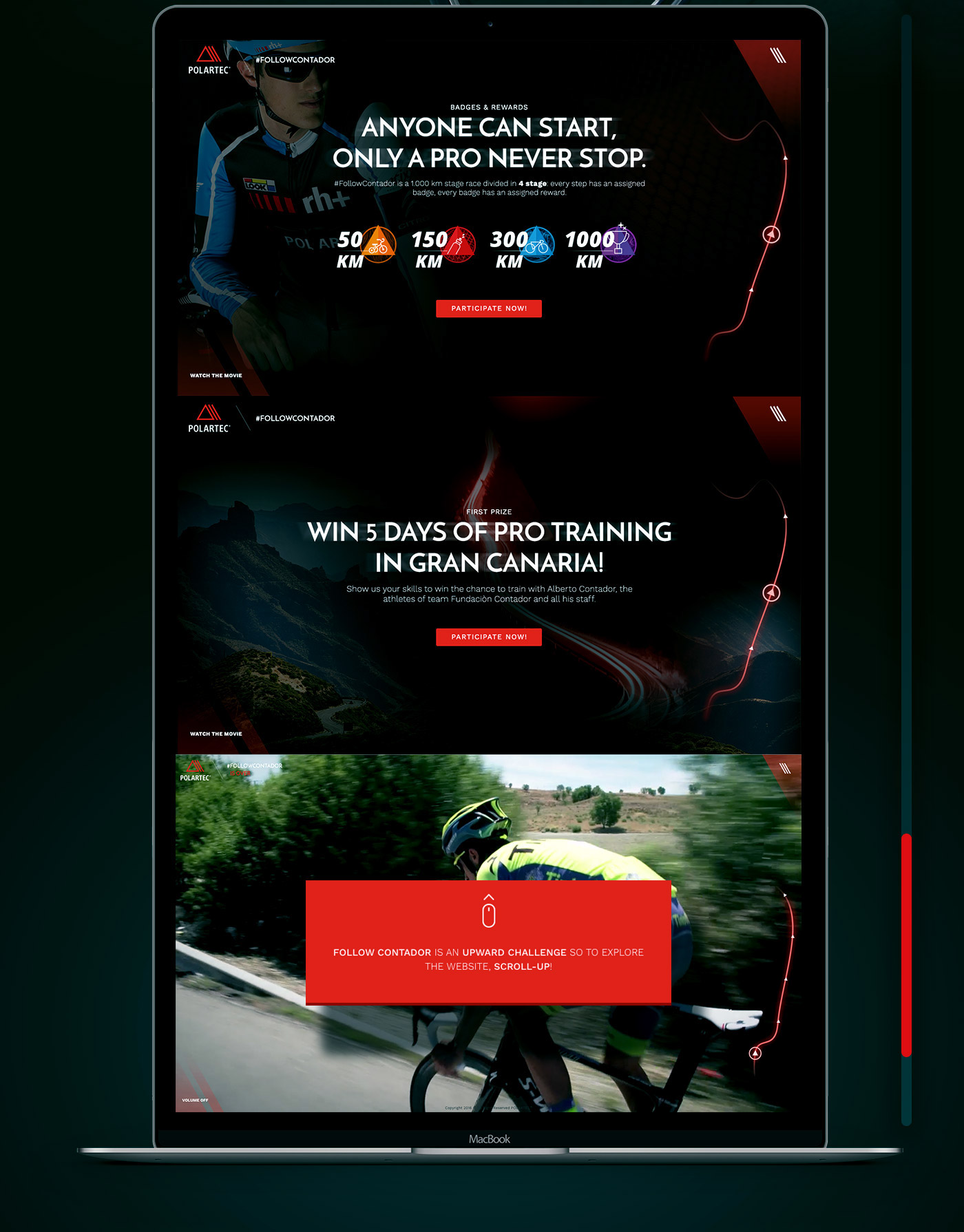 Website webapp strava albertocontador Bicycle polartec #followcontador mobile challenge