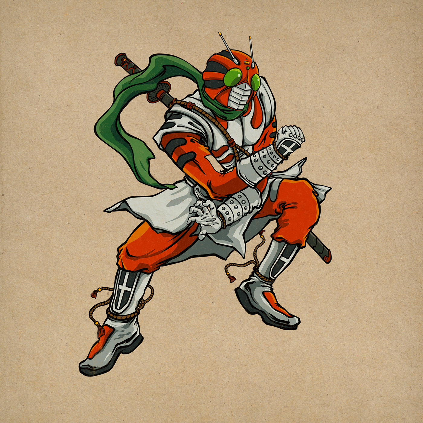 ILLUSTRATION  Drawing  artwork artist painting   Kamen Rider tattoo design ukiyoe