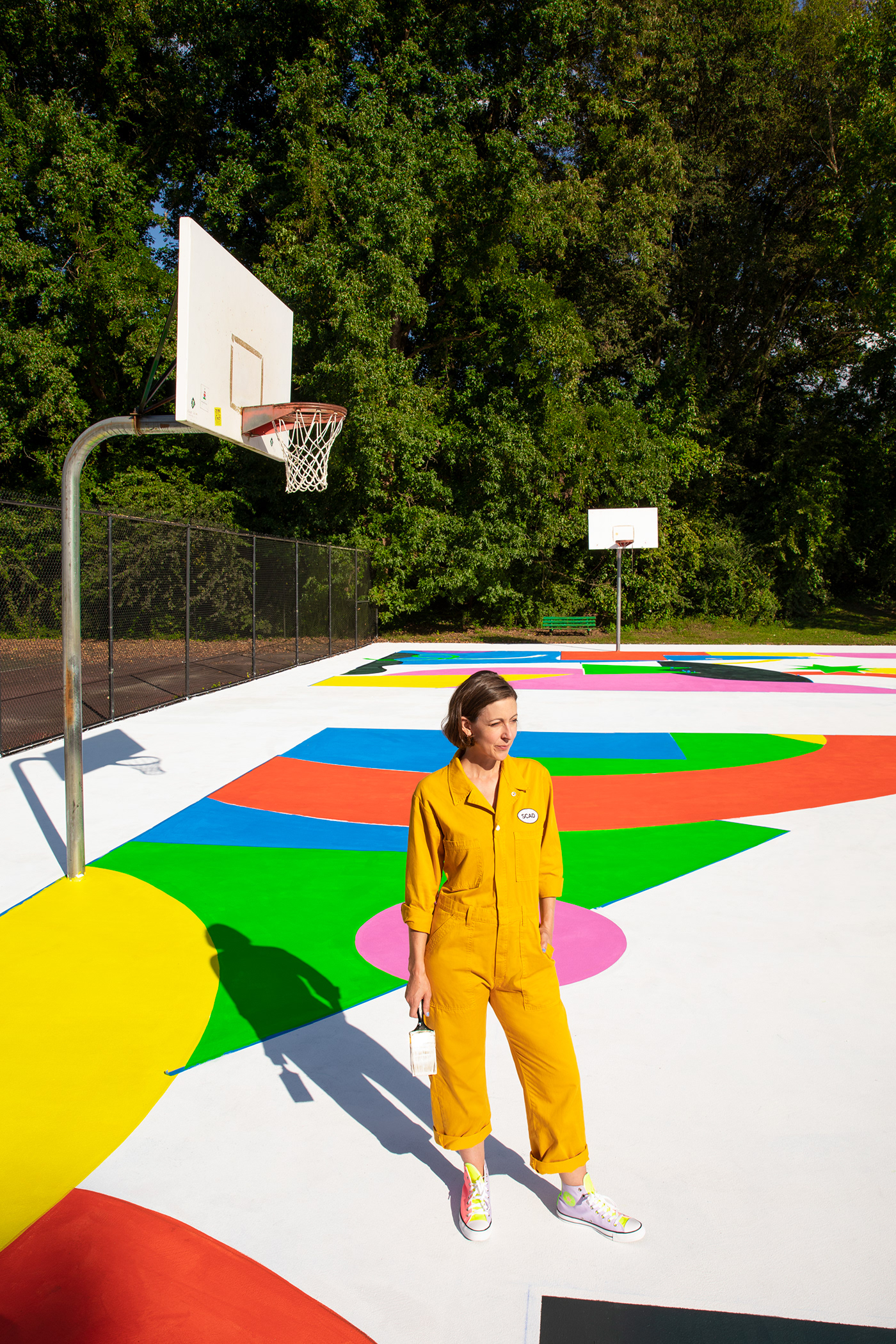 Basketball Court basketball court design Creative Direction  environmental graphics graphic design  Mural Street Art  surface design