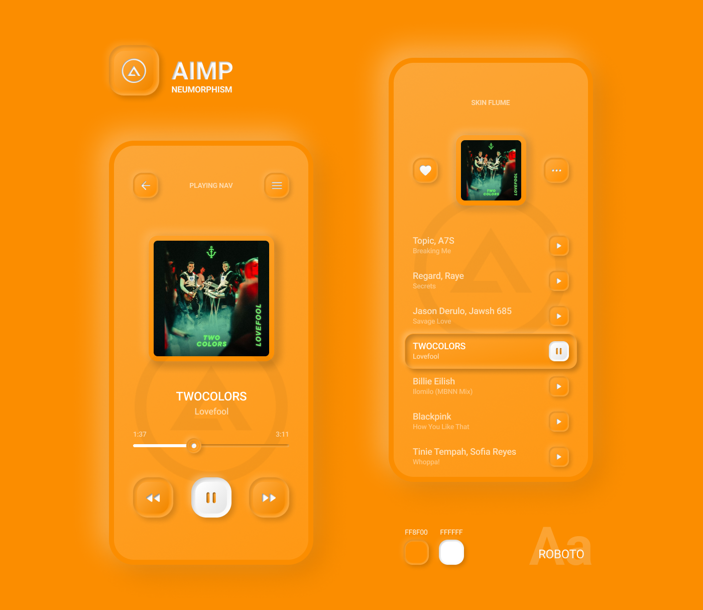 Aimp app ios mobile MOBILE NEUMORPHISM neumorphism UI uidesign uxdesign Web Design 
