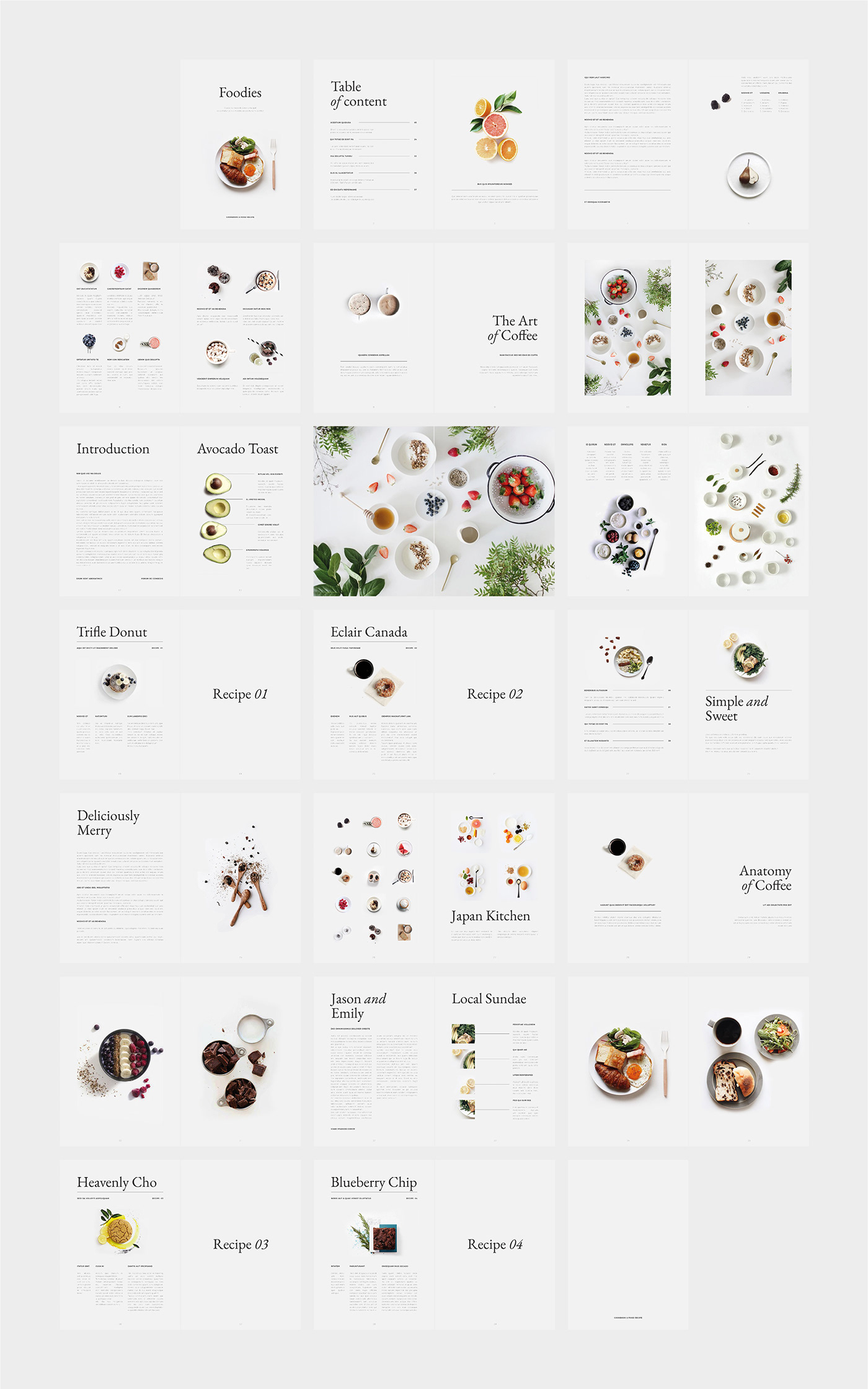 print printable template magazine catalog Layout minimalist Food  recipe creativemarket