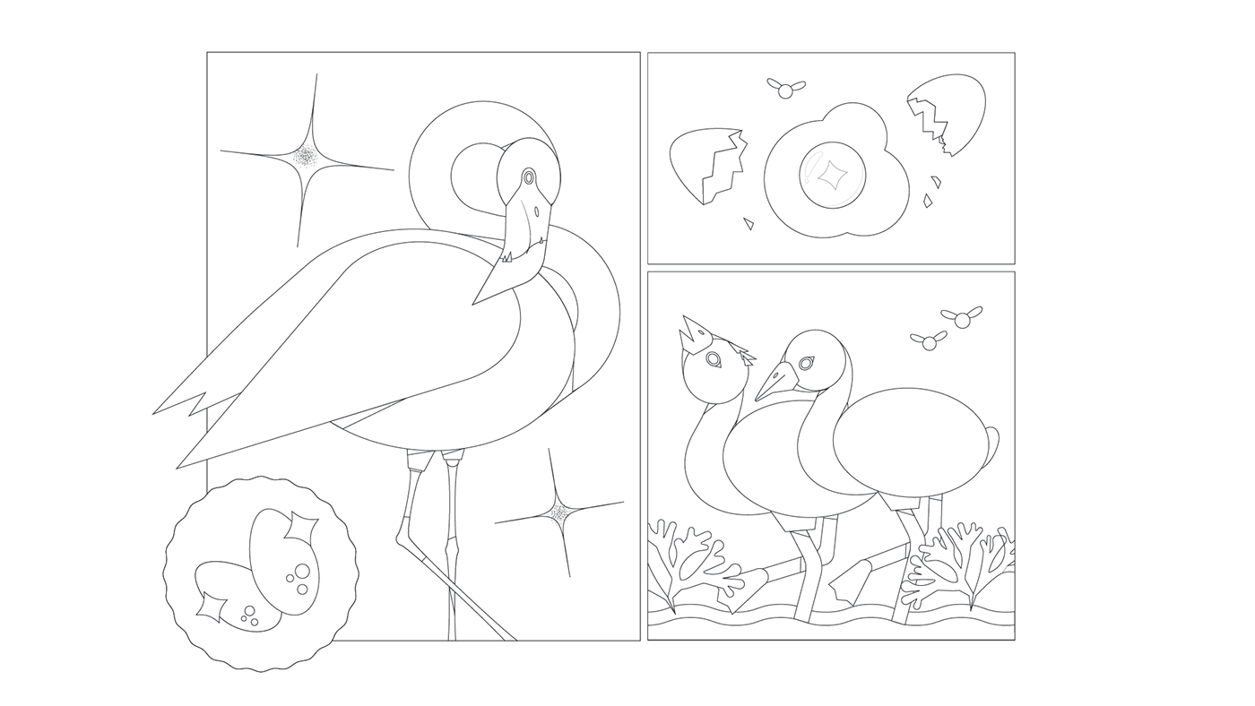 adobe fresco adobe illustrator animals bird egg iPad vector Pop Art digital illustration flamingo