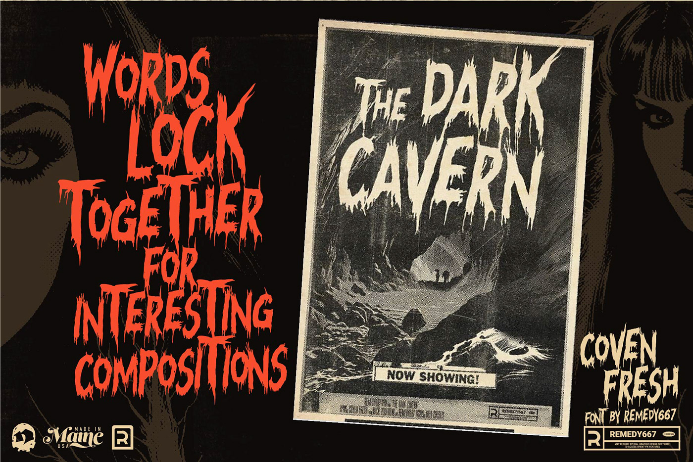 horror font comic horror Horror Art Poster Design title card nostalgic Horror Comic remedy667 silver age