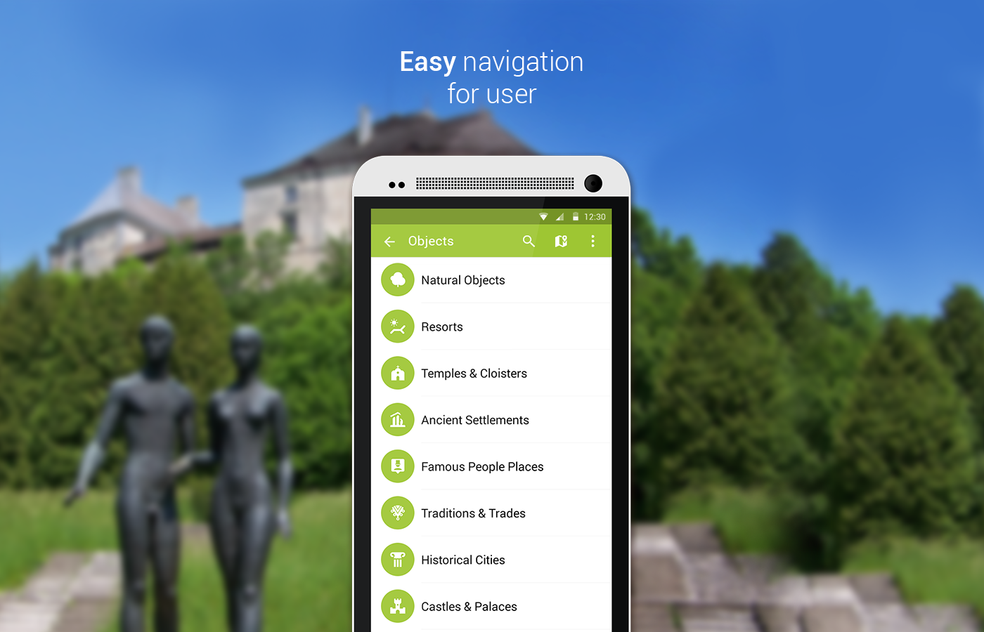 playmarket tablet mobile android ukraine Lviv discoveries Travel tour map broun green emotions region application