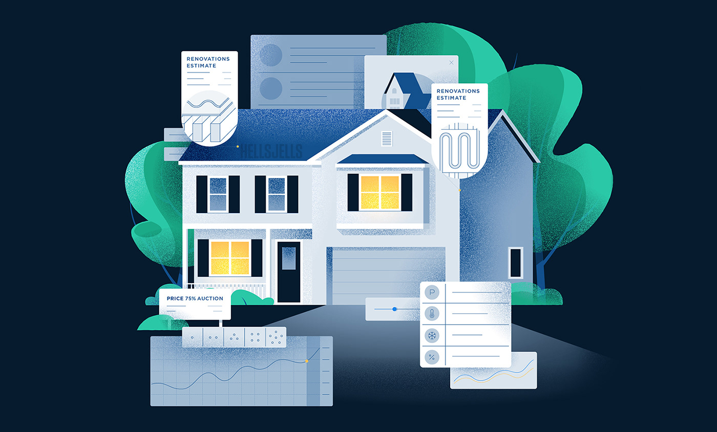 housing login property real-estate realestate realty textured web illustration website illustration zillow