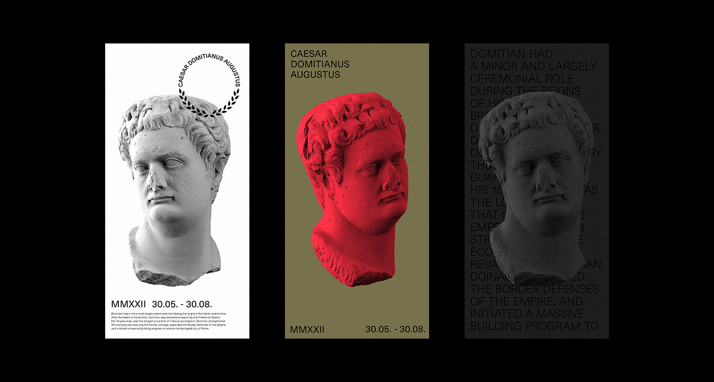Ancient brand identity Event graphic design  museum roman sculpture studio typography   visual identity