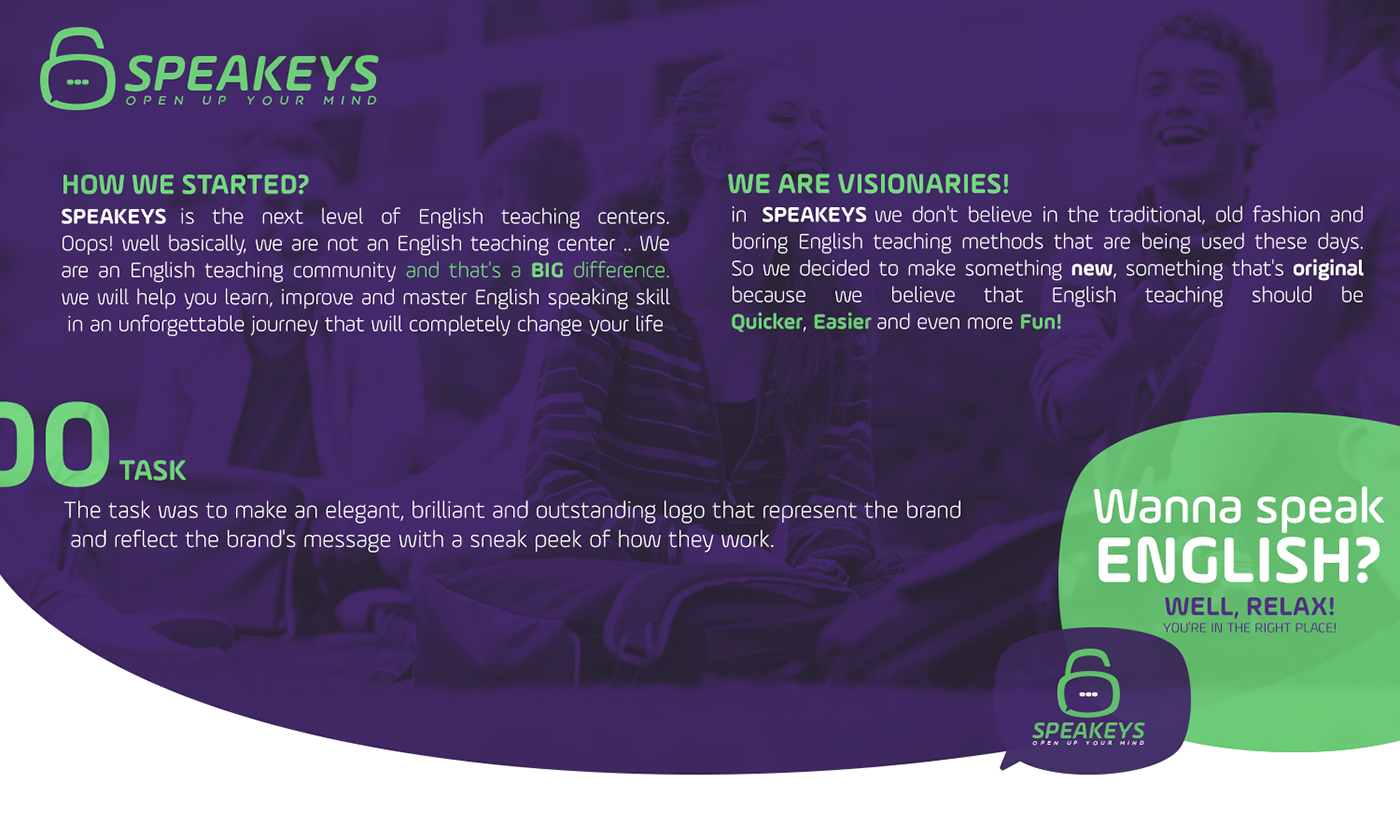 visual identity branding  speak english center logo stationary social media