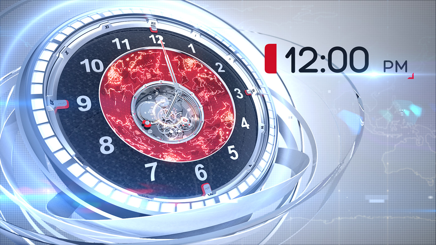 3d animation clock hourly clock motion Motion Graphics Time 3d clock design time check broadcast broadcast clock time design clock design hum news clock Broadcast Branding