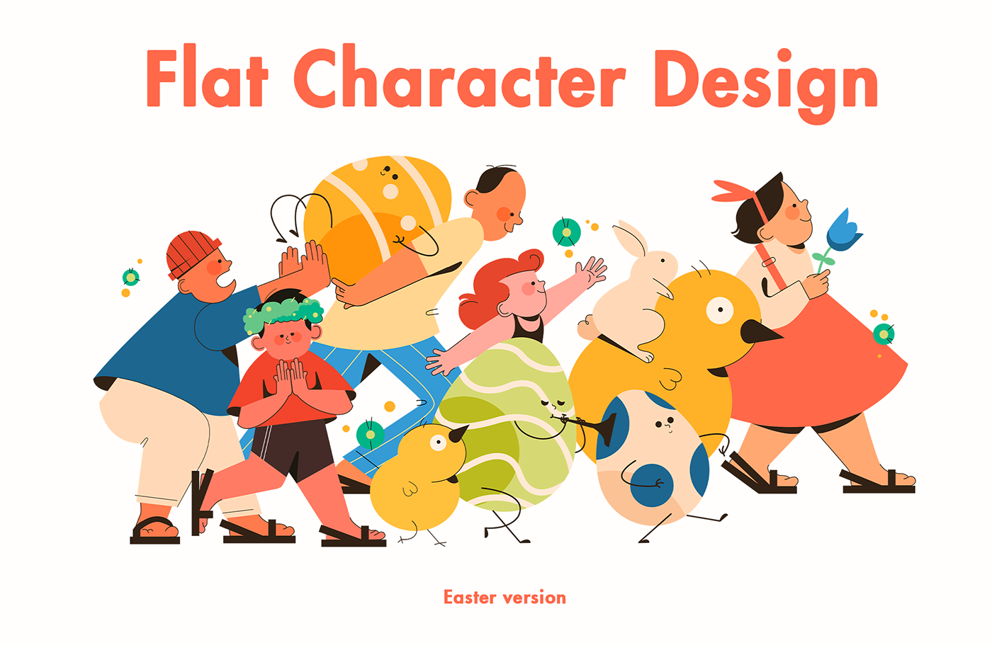 ILLUSTRATION  vector flat Character design  adobe illustrator Graphic Designer vector art flat design illustrations Easter