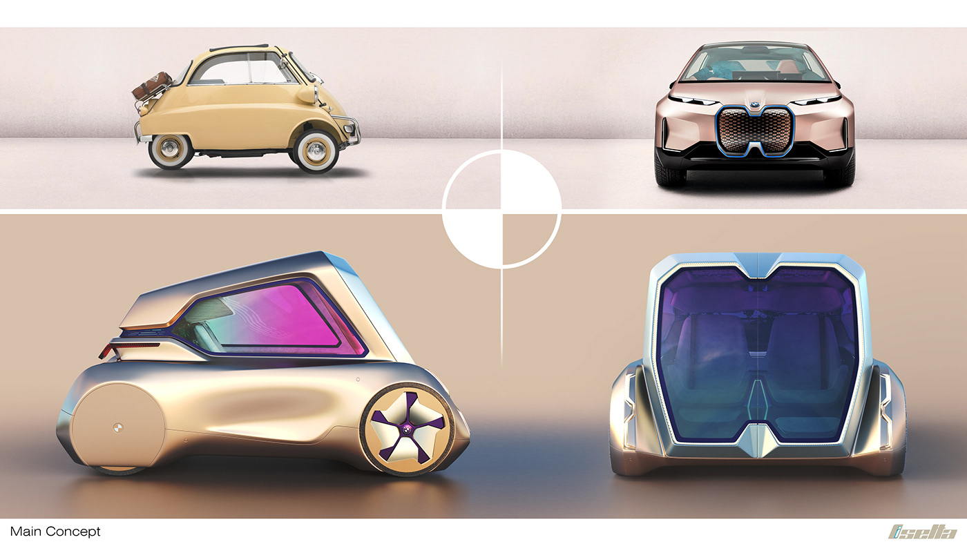 3d animation 3d modeling Automotive design BMW concept car smart mobility Surreal Architecture  Transportation Design mobility