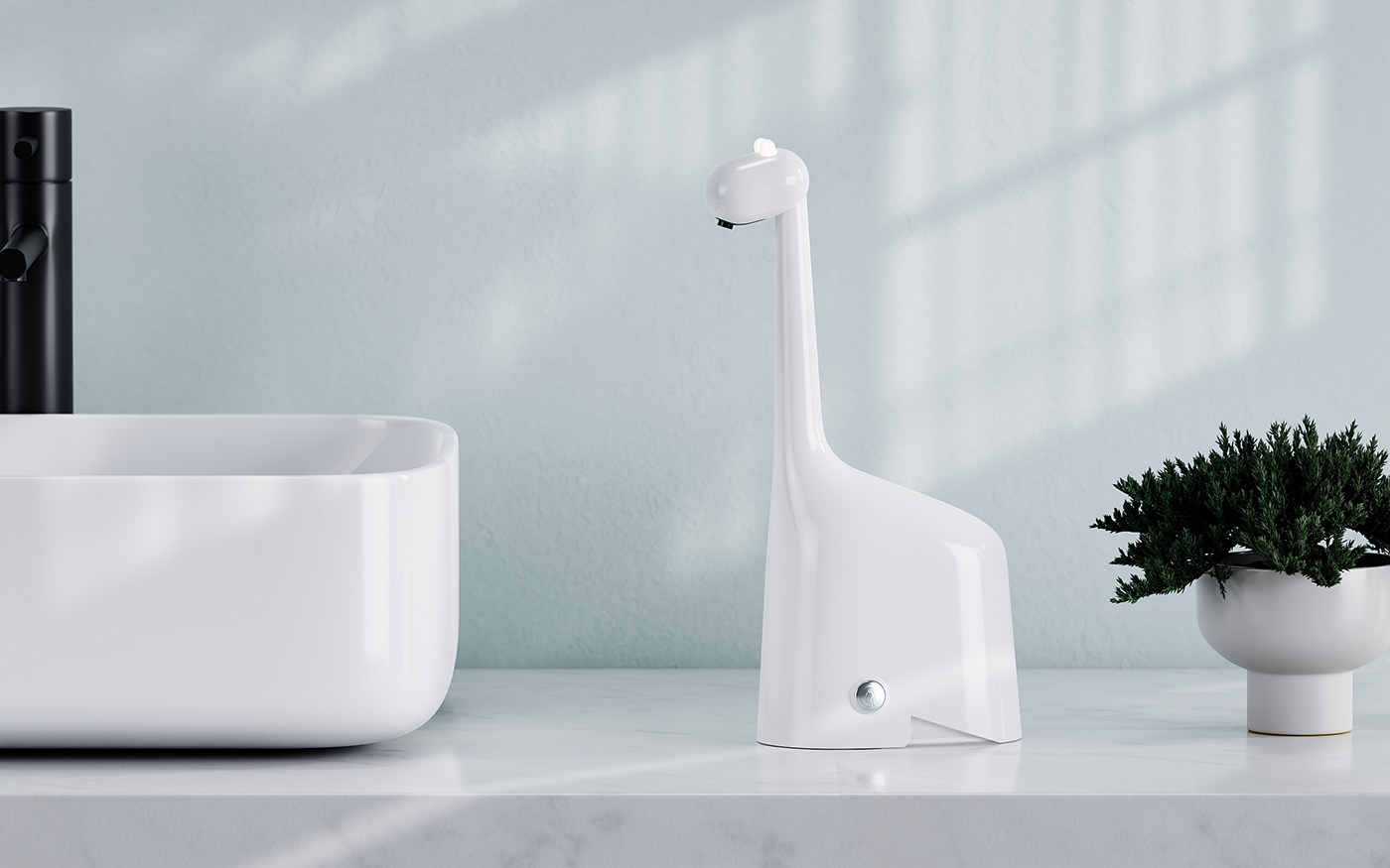 3D Rendering animal bathroom cartoon cute giraffe Hand Sanitizer lifestyle soap dispenser