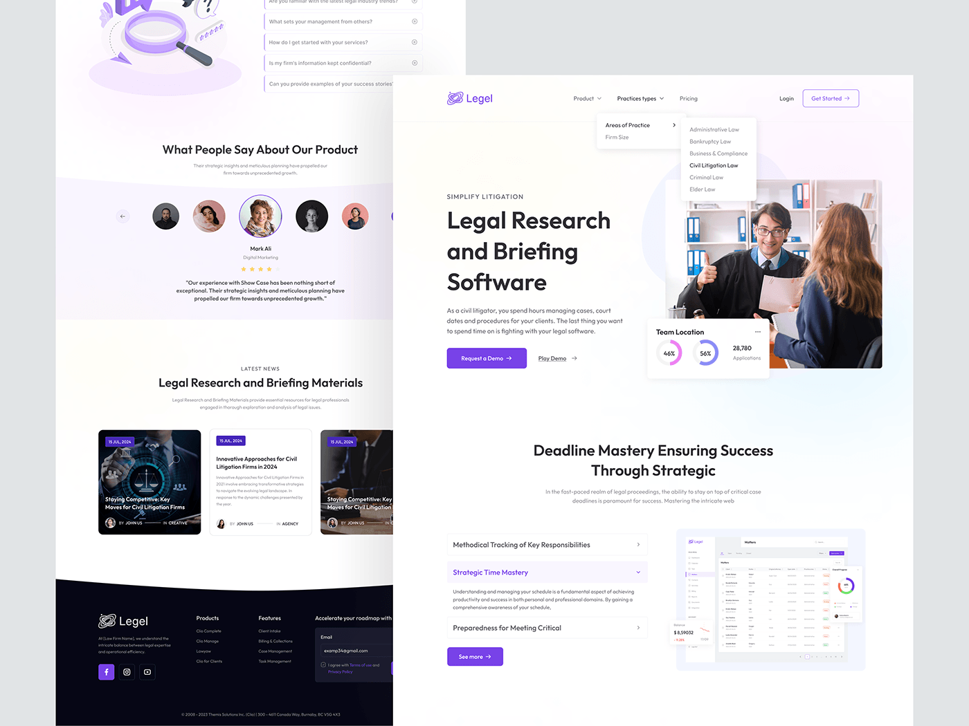 UI/UX landing page law firm lawyer SAAS Figma product design  Website user interface Web Design 