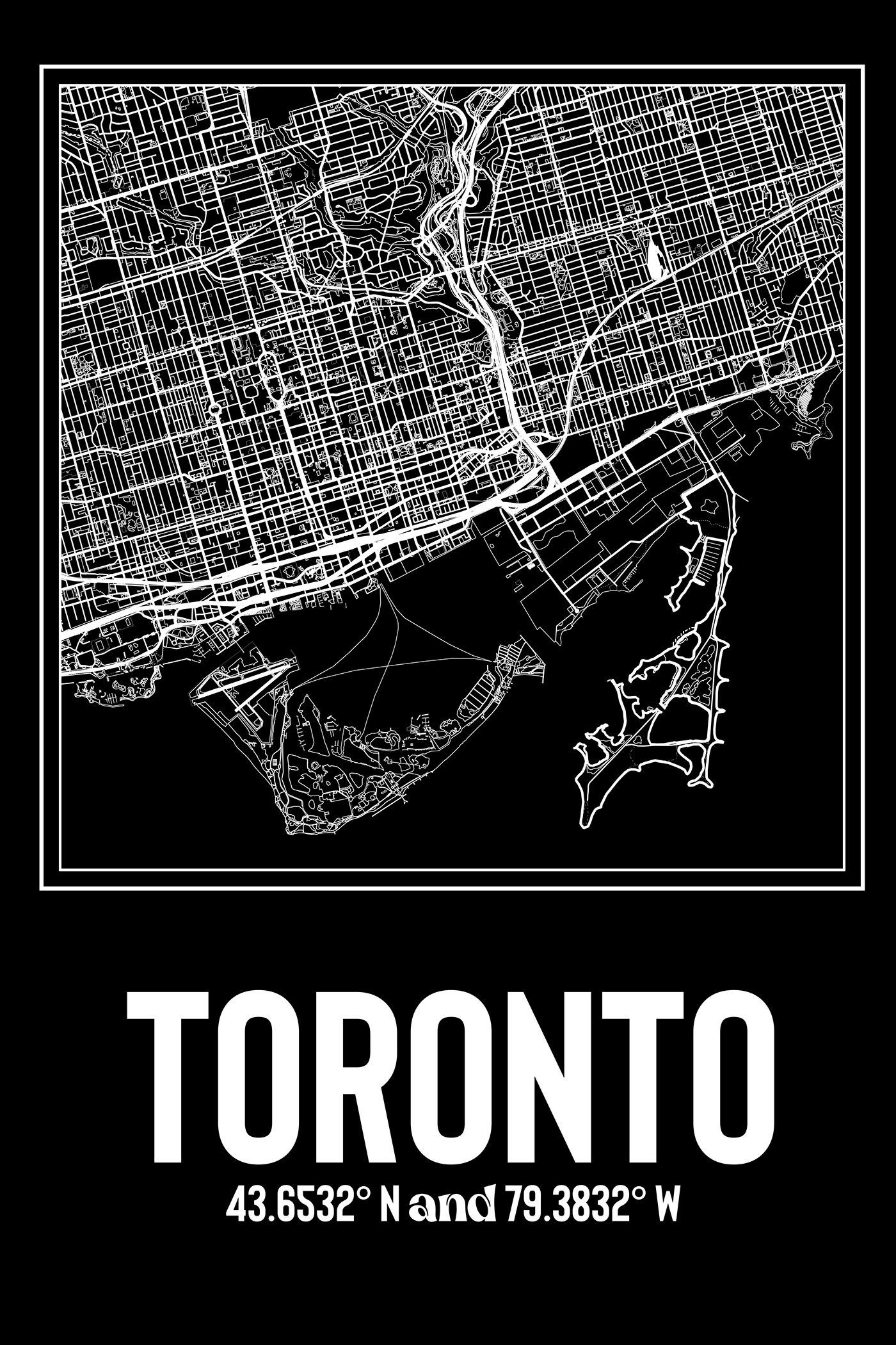 Canda designer graphic map Ontario Toronto