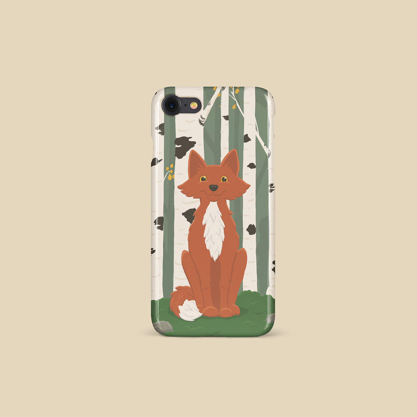 Hedgehog FOX woodland animal phone case surface design